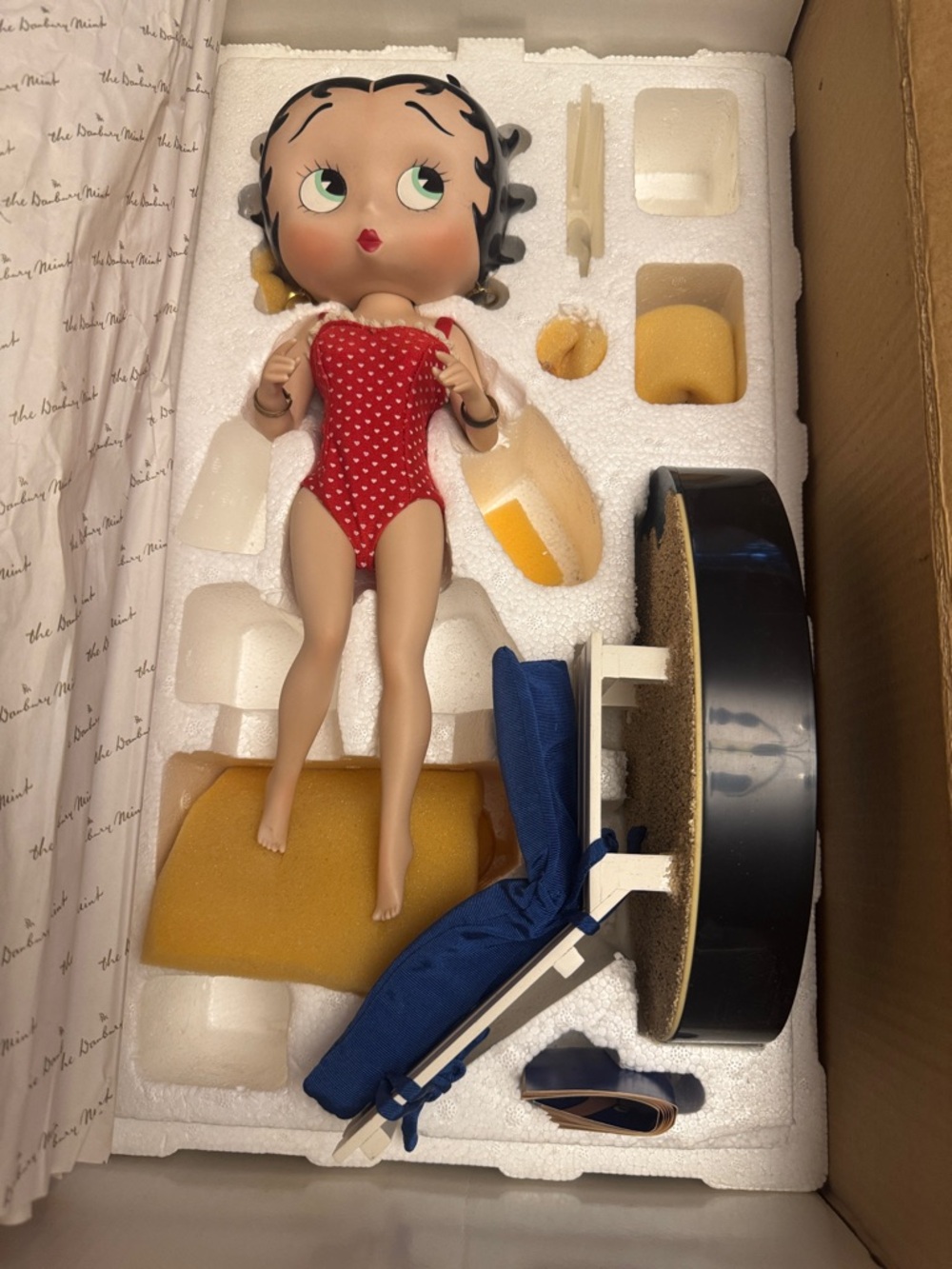 Betty Boop Red Polka Dot Swimsuit Doll with Blue Lounge Chair and Accessories